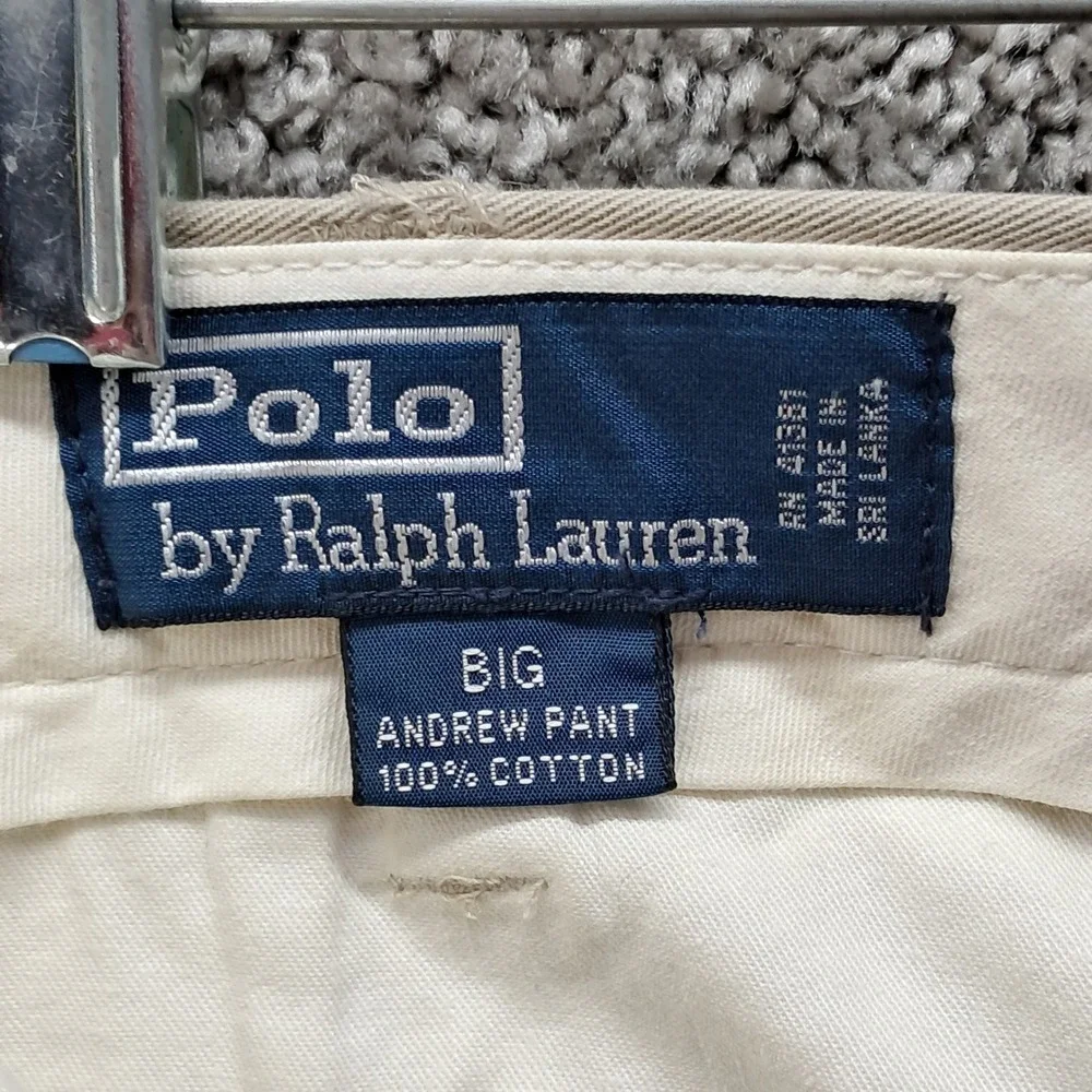 Polo Ralph Lauren Andrew Pant Mens 48B-30 Tan Pleated Cotton Chino Trousers 7635